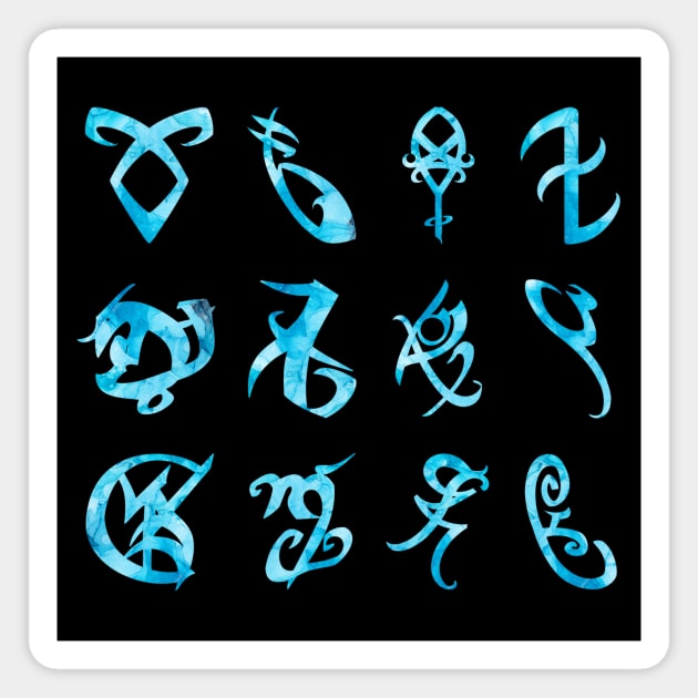 Hydro Flask stickers pack set - Shadowhunters rune (blue ink sea) | Parabatai | Angelic power rune | Alec, Magnus Magnet by Vane22april